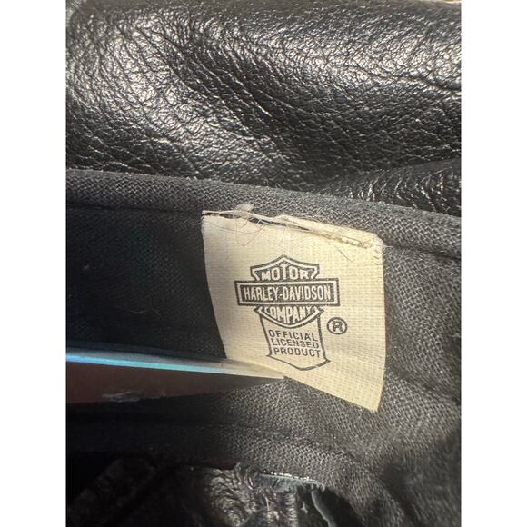 VTG 90s Harley Davidson Leather Captains Hat Studs/Chain Visor - Picture 8 of 8